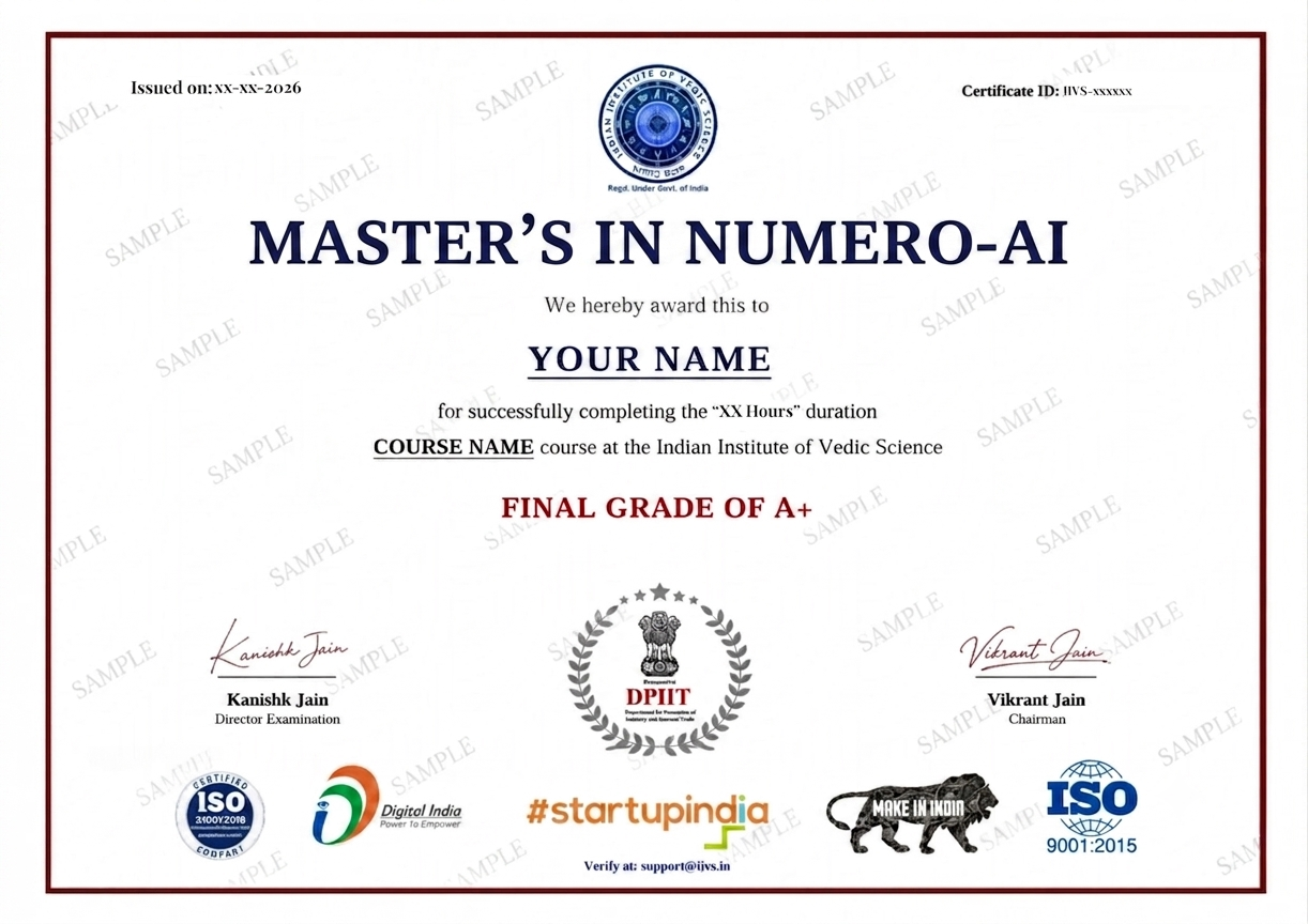 Sample Numero AI Certificate