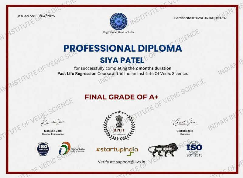 IIVS certificate sample 1